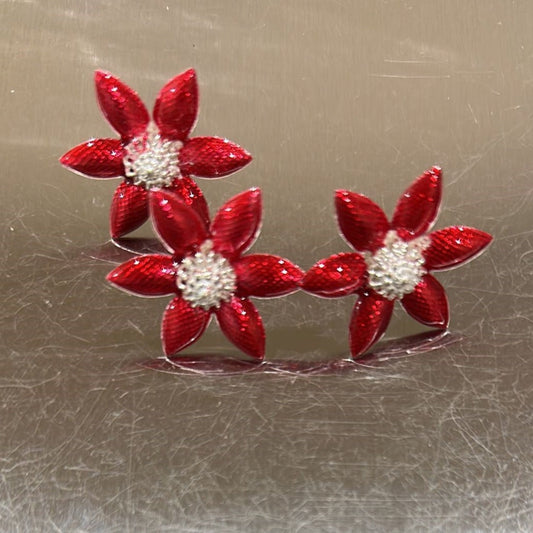 Pure Silver Enamel Red Flowers 5.3 grams (Pack of 2)