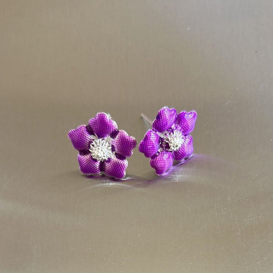 Pure Silver Enamel Purple Flowers 6g (Pack of 2) - PUSHMYCART