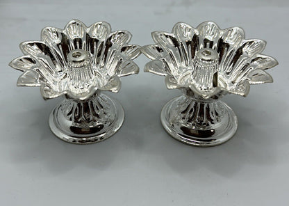 Pure Silver Flower Shaped Diya 23 grams Pair