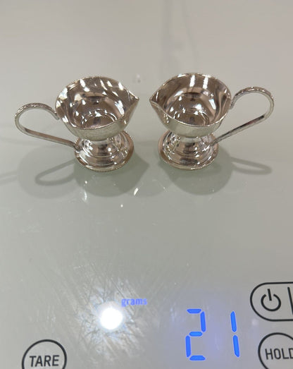 Pure Silver Pair Diyas With Handle