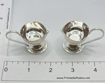 Pure Silver Pair Diyas With Handle