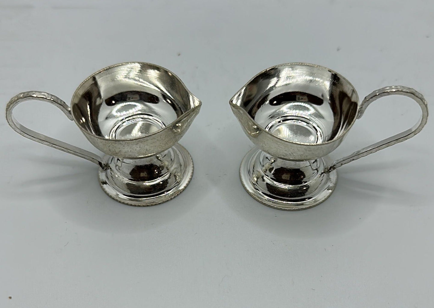 Pure Silver Pair Diyas With Handle