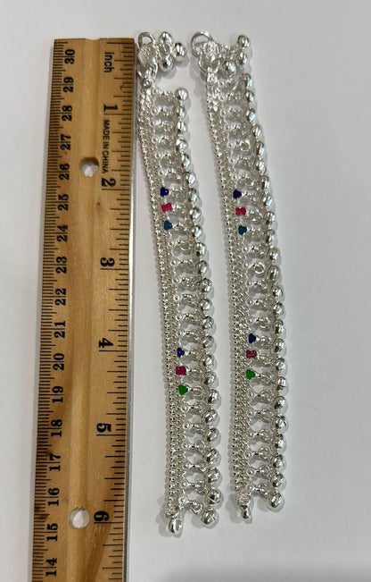 Pure Silver Multi Color Enamels Anklets