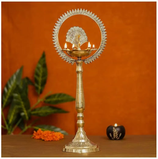 Brass Stand Diya With More Charkar |Pack Of 2