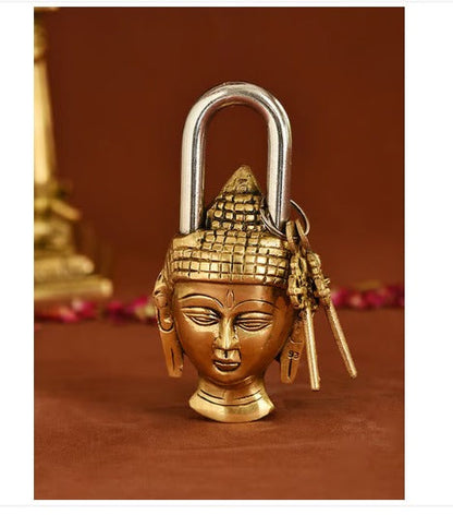 Brass Showpiece & Working Buddha Shape Lock