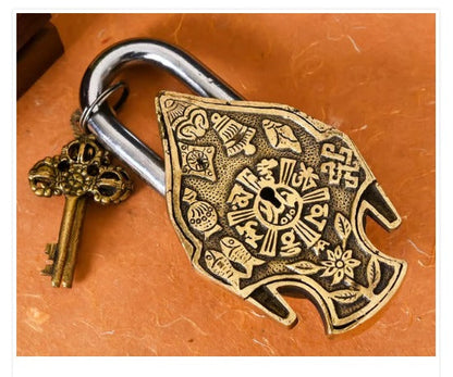 Brass Showpiece & Working Buddha Shape Lock