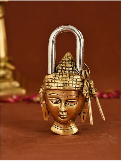 Brass Showpiece & Working Buddha Shape Lock