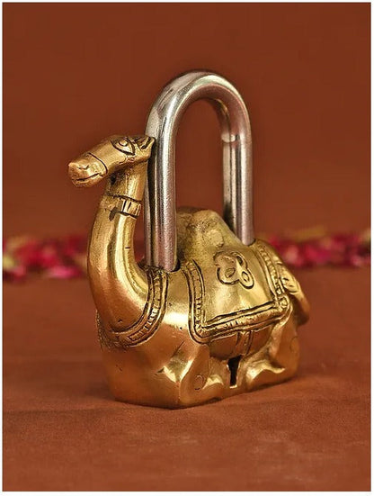 Brass Showpiece & Working Camel Shape Lock