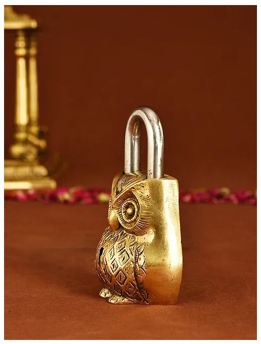 Brass Showpiece & Working Owl Shape Lock