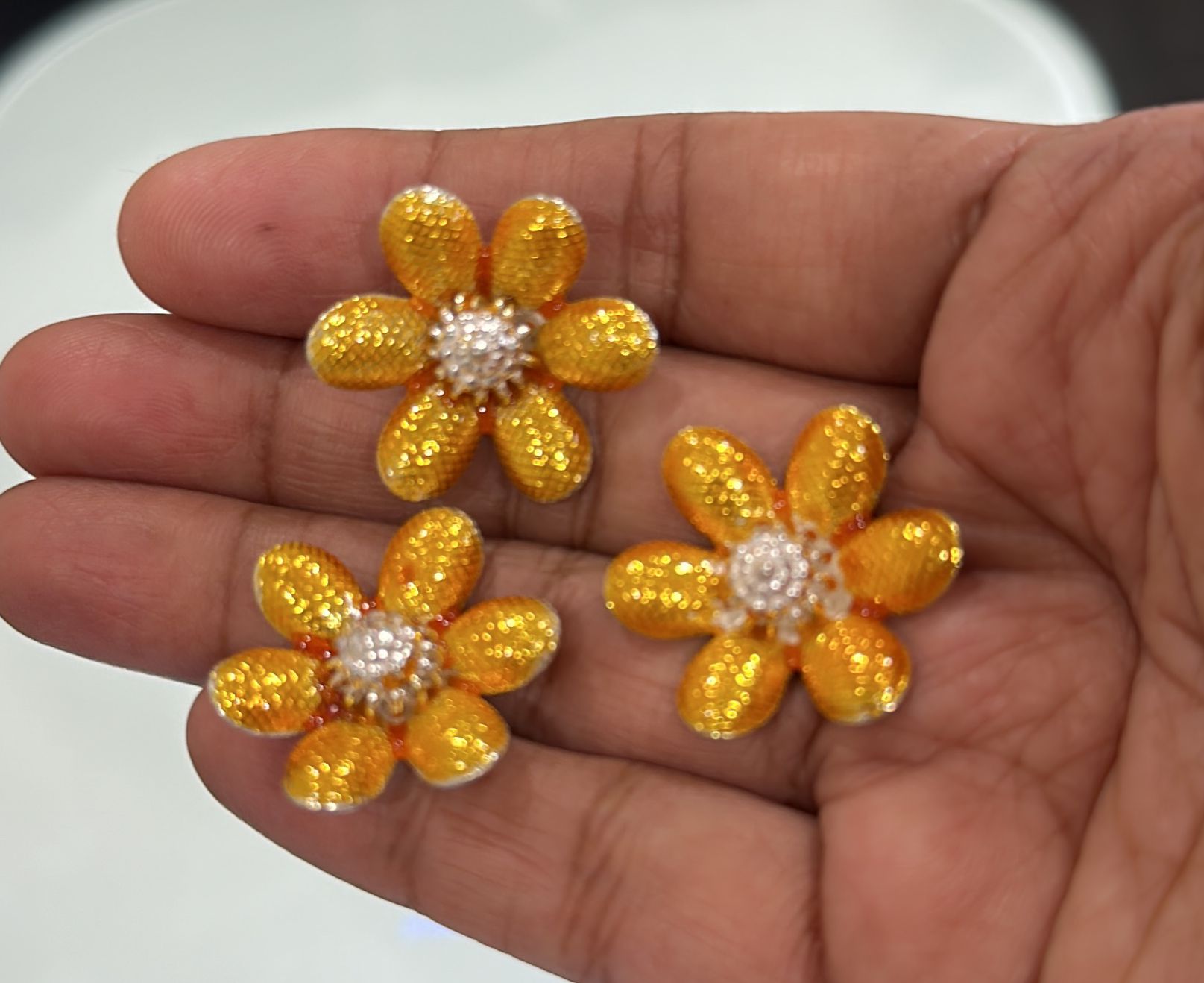 Pure Silver Yellow Color Flowers 9g (Pack of 3) - PUSHMYCART