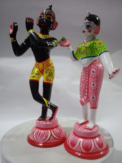 Brass Black Krishna and Color Radha