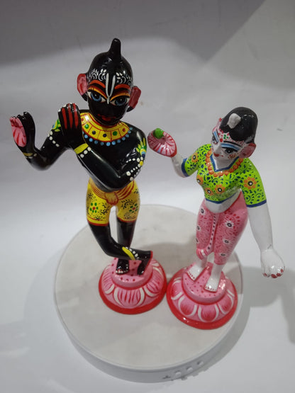 Brass Black Krishna and Color Radha