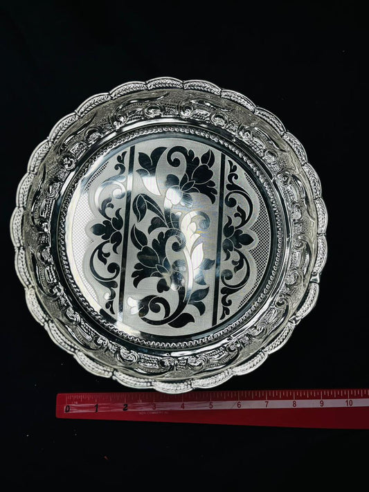 Pure Silver Floral Design Plate 400g - PUSHMYCART