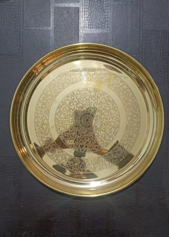 Brass Thali Embossed Design