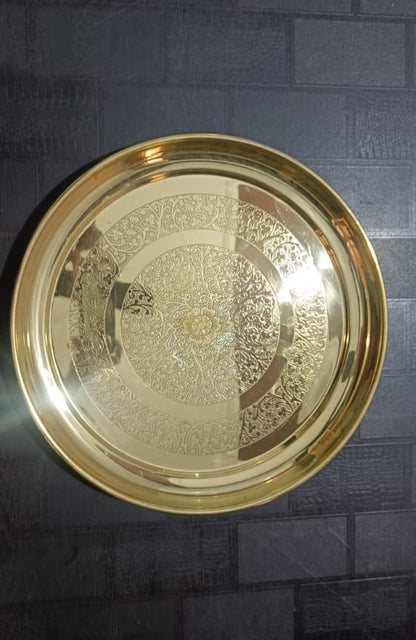 Brass Thali Embossed Design