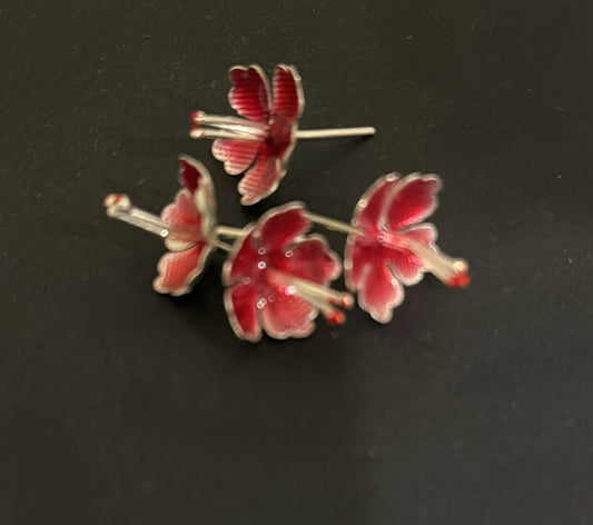 Pure Silver Enamel Red Flowers 5g (Pack of 4) - PUSHMYCART