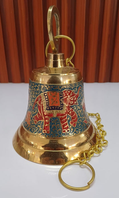 Brass Hanging Pooja Bell White Color