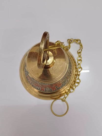 Brass Hanging Pooja Bell White Color