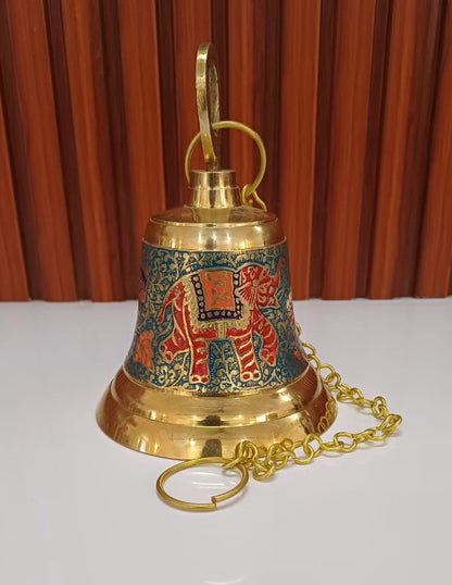 Brass Hanging Pooja Bell White Color