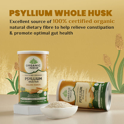 Organic India Whole Husk Psyllium bottle of 100 gm Powder X 2 - PUSHMYCART