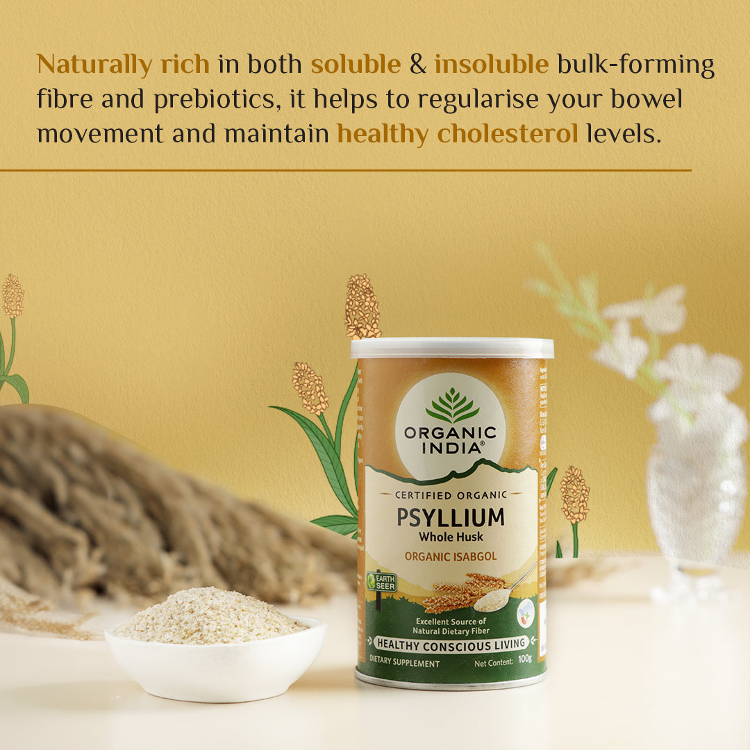 Organic India Whole Husk Psyllium bottle Powder - PUSHMYCART