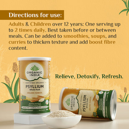 Organic India Whole Husk Psyllium bottle Powder - PUSHMYCART
