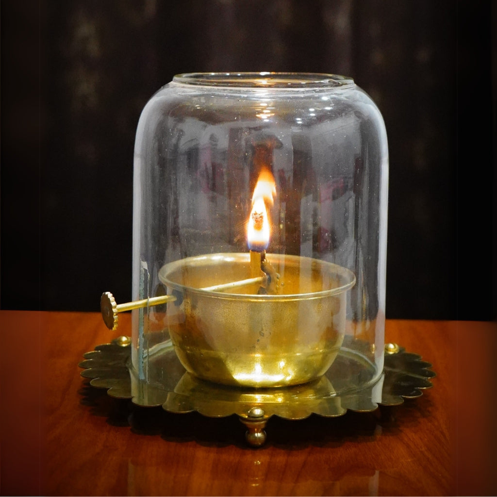 Brass Akhand Jyoti Diya With Adjustable Bati 
