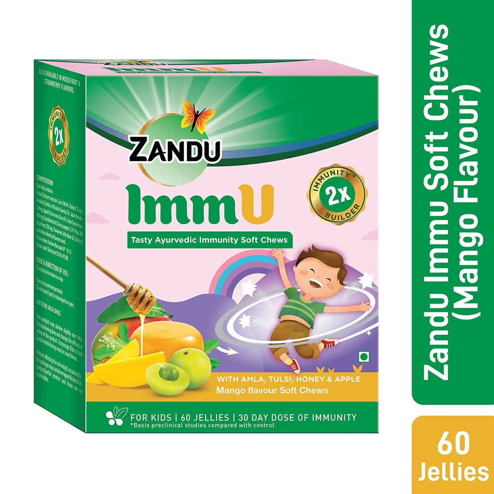 Zandu ImmU Tasty Ayurvedic Soft Chews For Kids Mango Flavour