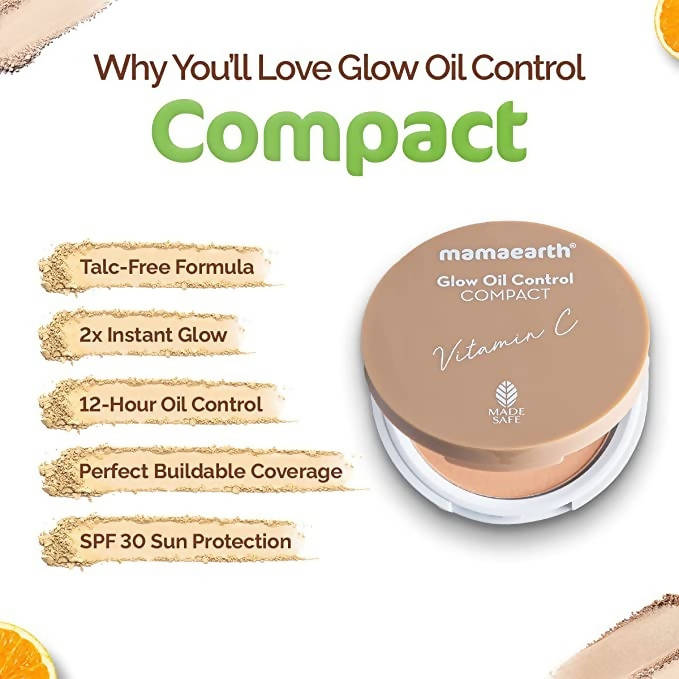 Mamaearth Glow Oil Control Compact With SPF 30 |Almond Glow