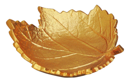 Brass Decorative Gold Plated Leaf Bowl