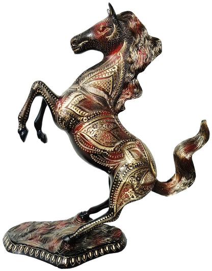 Brass Showpiece Jumping Horse Statue