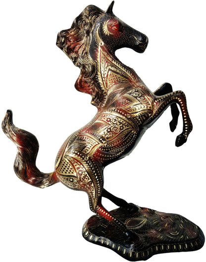 Brass Showpiece Jumping Horse Statue