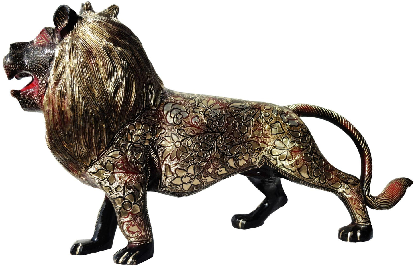 Brass Showpiece Roar Lion Statue