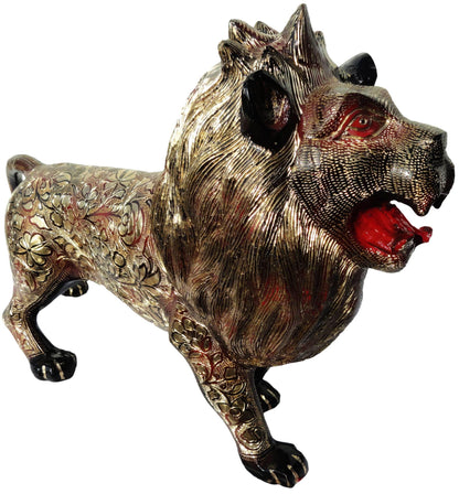 Brass Showpiece Roar Lion Statue