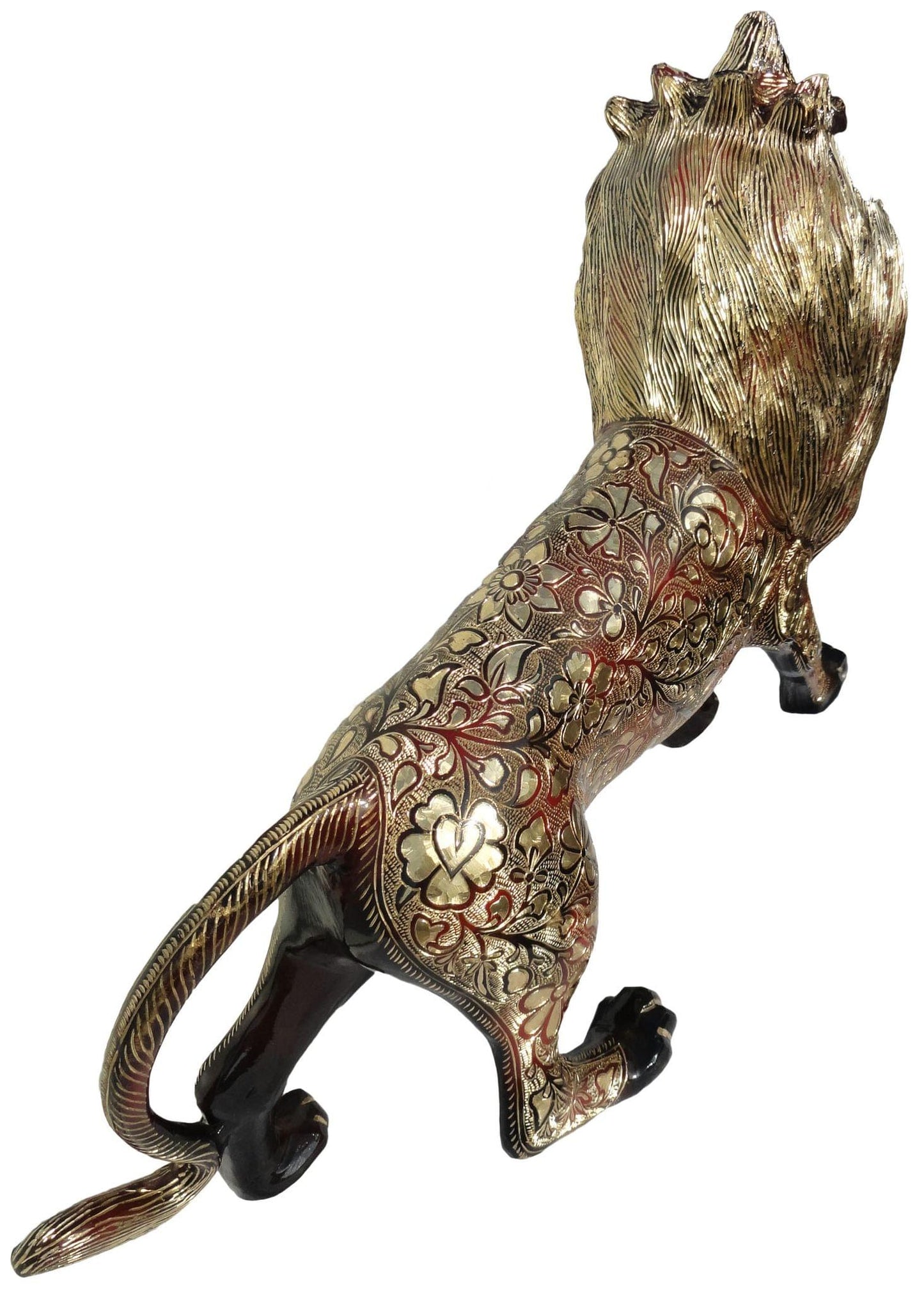 Brass Showpiece Roar Lion Statue