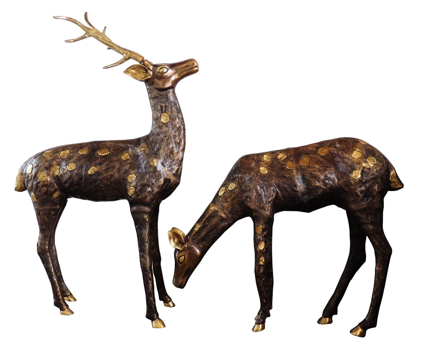 Brass Showpiece Big Deer Pair Statue