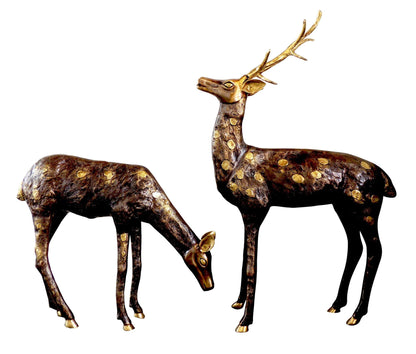 Brass Showpiece Big Deer Pair Statue