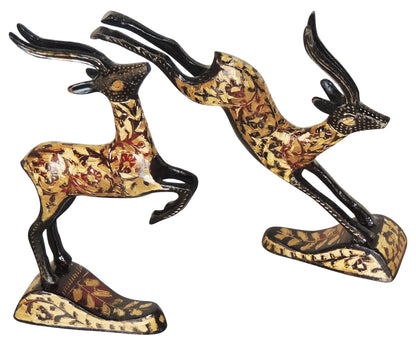 Brass Showpiece Running Deer Statue