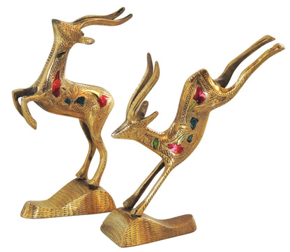 Brass Showpiece Running Deer Statue