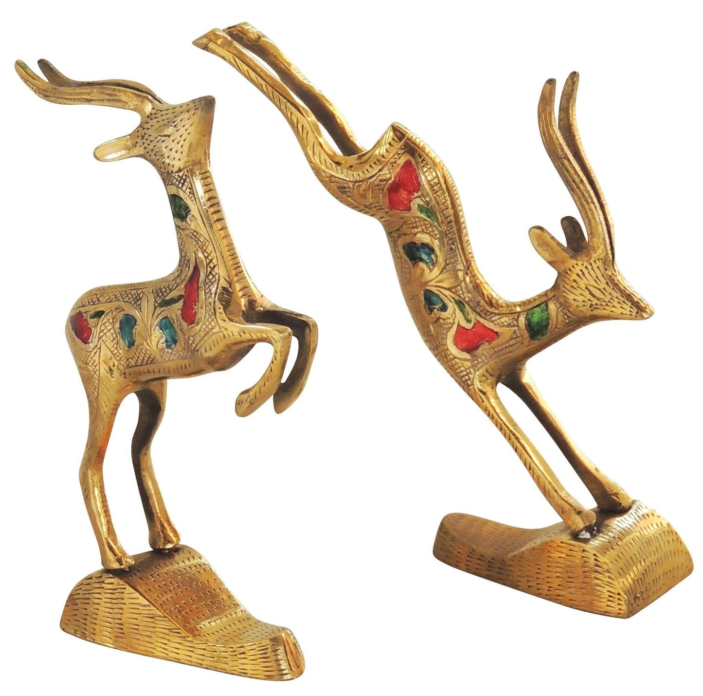 Brass Showpiece Running Deer Statue