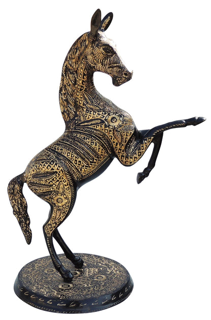 Brass Showpiece Jumping Horse Statue