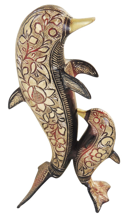 Brass Showpiece Dolphin Statue