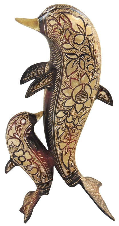 Brass Showpiece Dolphin Statue