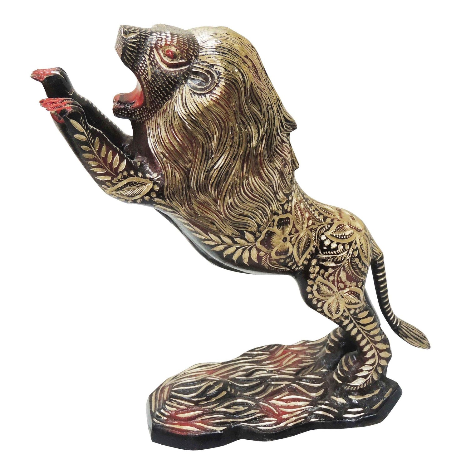 Brass Showpiece Jumping Lion Statue