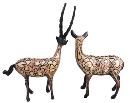 Brass Showpiece Deer Pair Statue