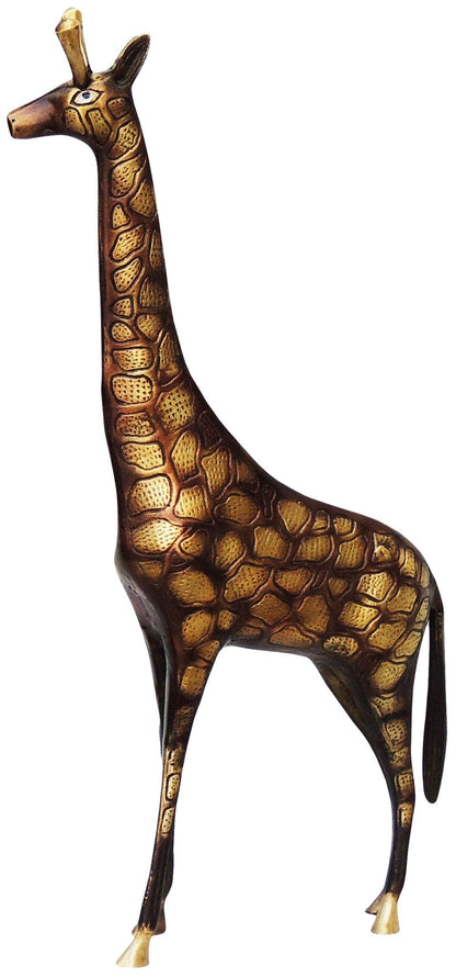 Brass Showpiece Standing Giraffe Statue