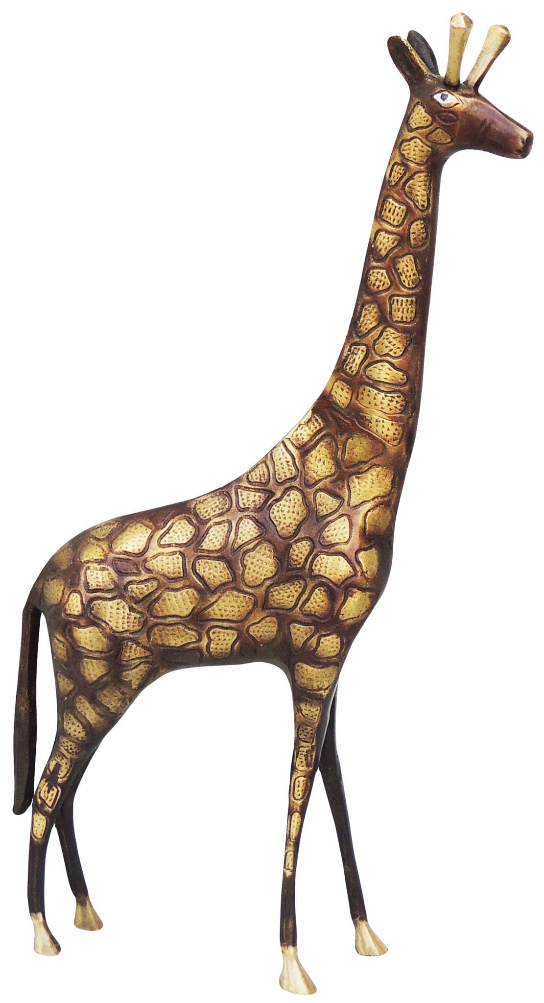 Brass Showpiece Standing Giraffe Statue