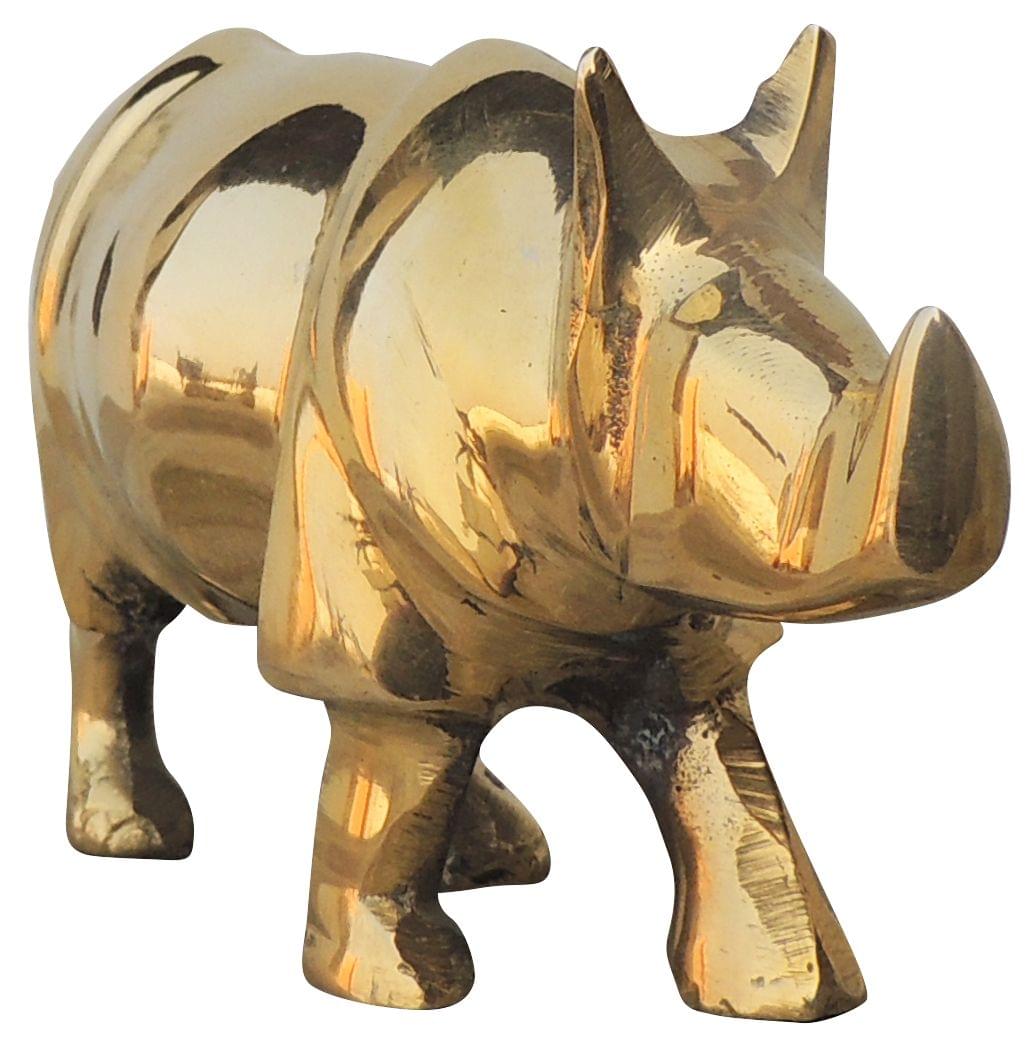 Brass Showpiece Rhino Gainda Genda Statue