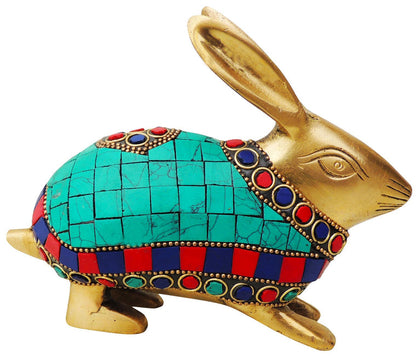 Brass Showpiece Rabbit Stone Statue