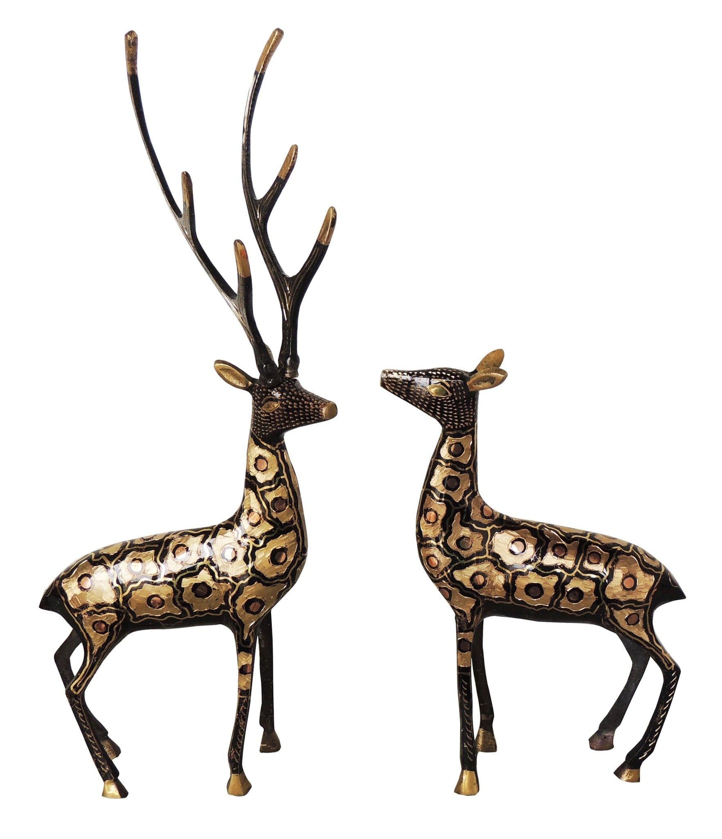 Brass Showpiece Deer Pair Statue With Black Finish